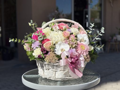 A large basket with flowers