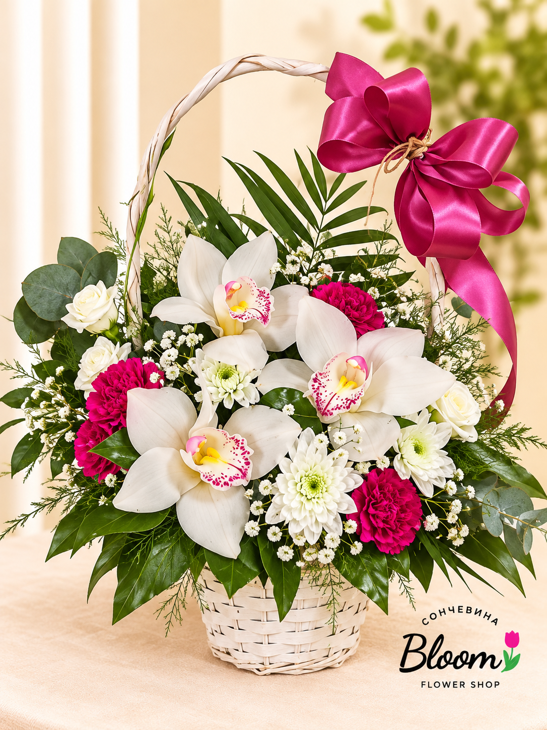 Basket with 3 flowers